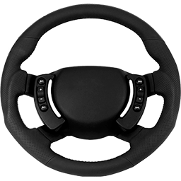 black steering wheel