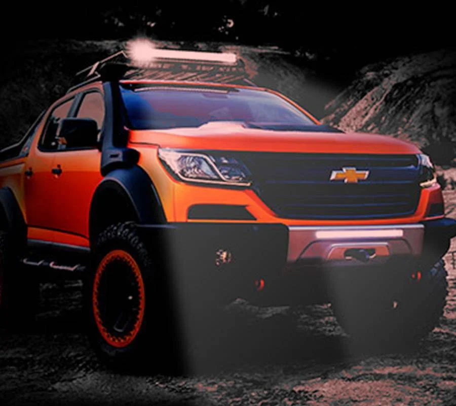 Driving lights fitted to the front of a four wheel drive
