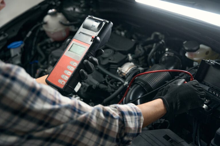 Procedure of computer diagnostics of car in car repair shop